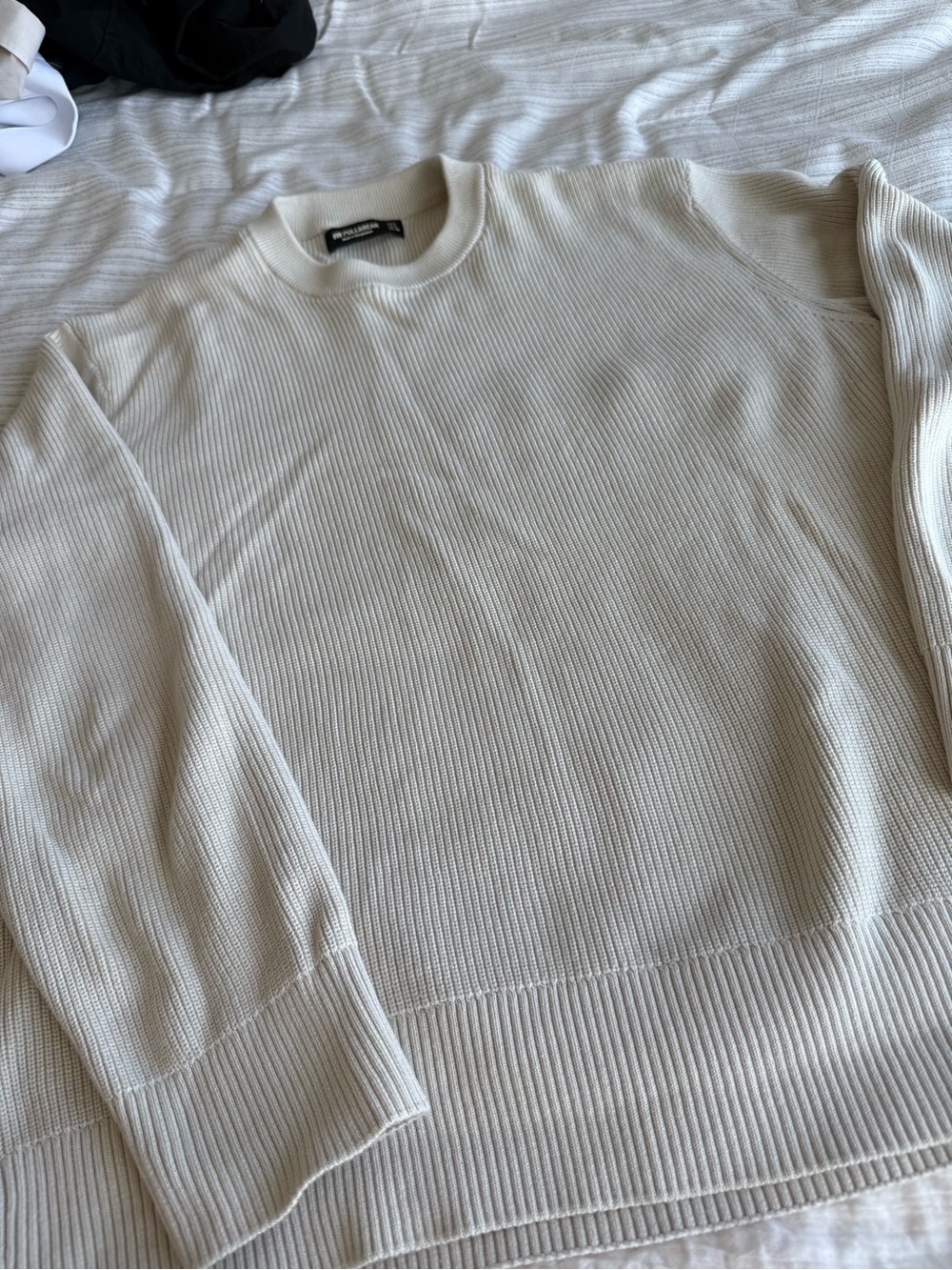 Pull&Bear Men's Crewneck Sweater in Off-White/Cream